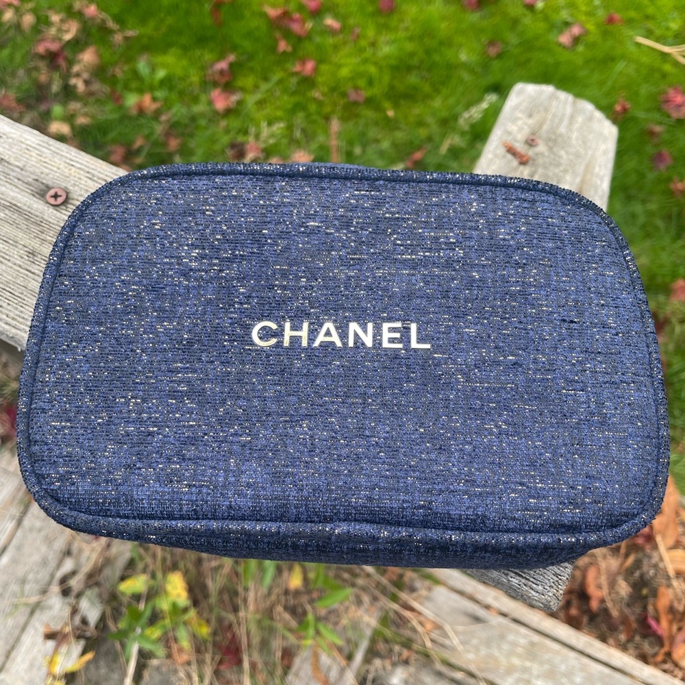 SOLD—Chanel 2023 Holiday Navy Cosmetic Bag